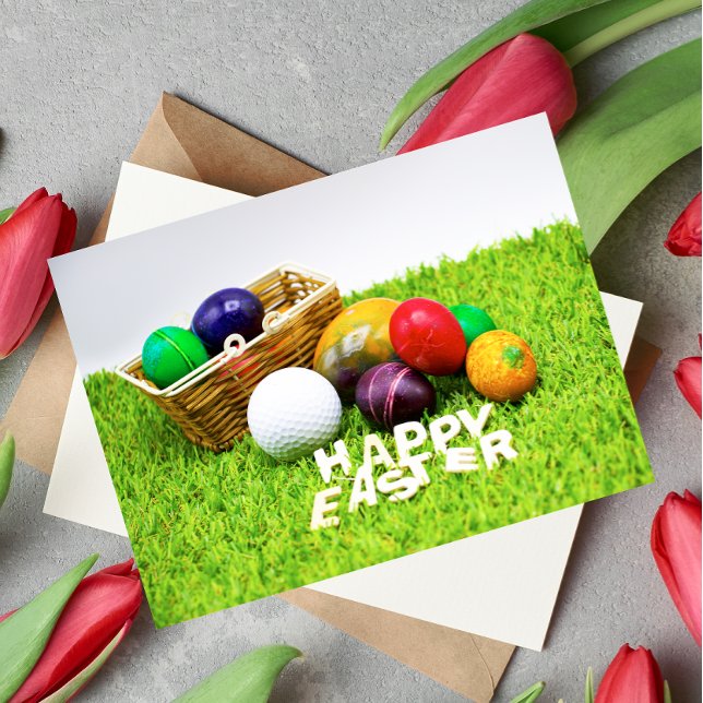 Golf Happy Osterfest mit Golfball und farbenfrohen Postkarte (Von Creator hochgeladen)
