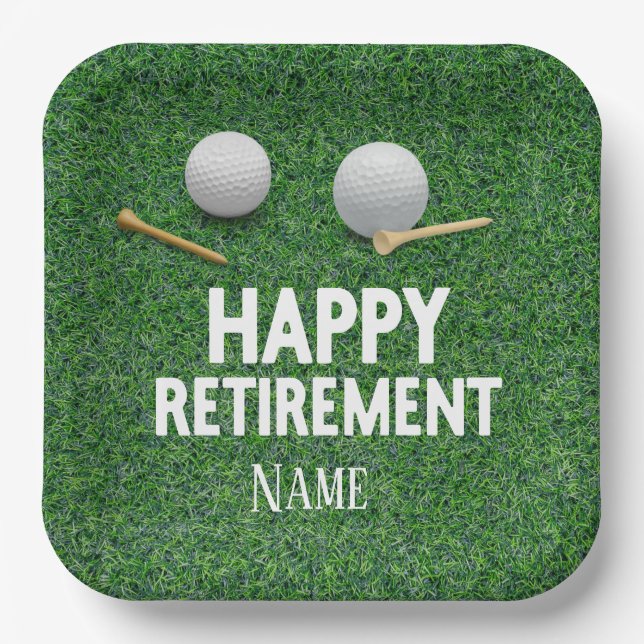 Golf Happy Rente im grünen Hintergrund Pappteller (Vorderseite)