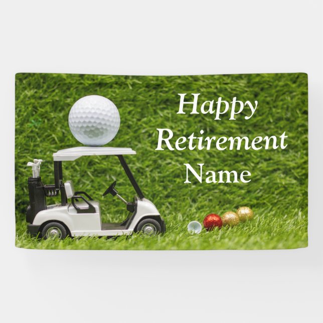 Golf-Happy-Rente mit Golfwagen und Ball  Banner (Horizontal)