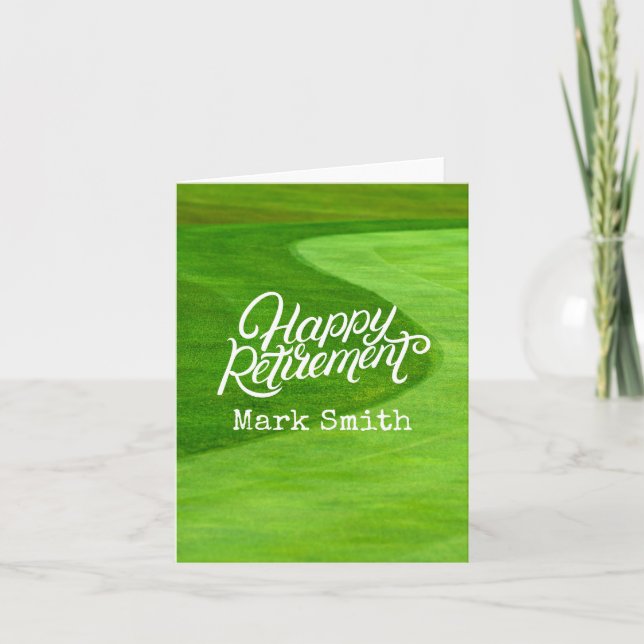 Golf Happy Rente zum Golfer mit grünem Gras Karte (Vorderseite)