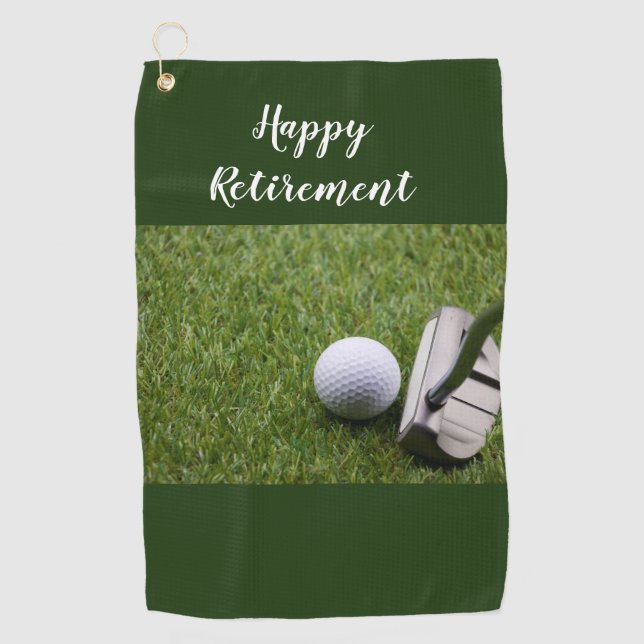 Golf Happy Retirement Golf Ball und Putter Golfhandtuch (Vorderseite)
