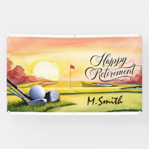 Golf Happy Retirement Golfplatz und Golfer Name Banner