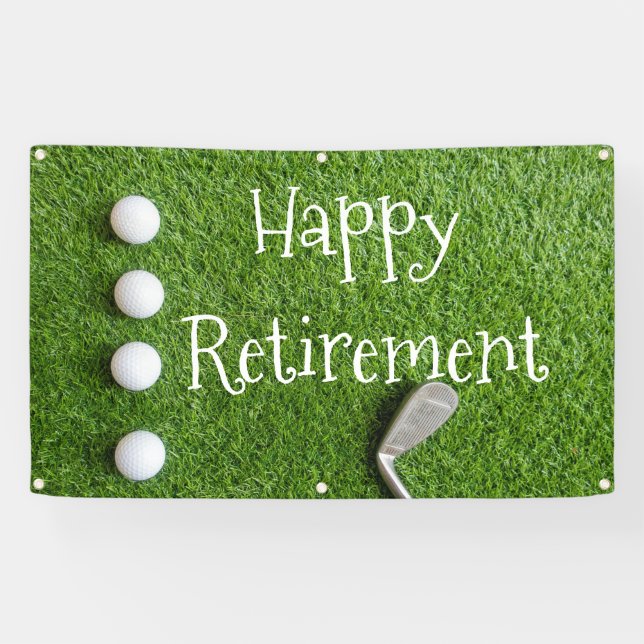 Golf Happy Retirement mit Golfbälle auf Grün Banner (Horizontal)