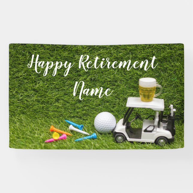 Golf-Happy-Ruhestand mit Golfball und Bier  Banner (Horizontal)