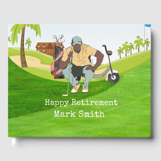 Golf Happy Ruhestand mit Golfer Blick auf Ball Gästebuch (Vorderseite)