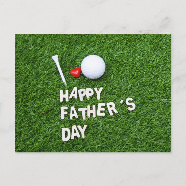 Golf Happy Vatertag mit Golfball und Tee Postkarte (Vorderseite)