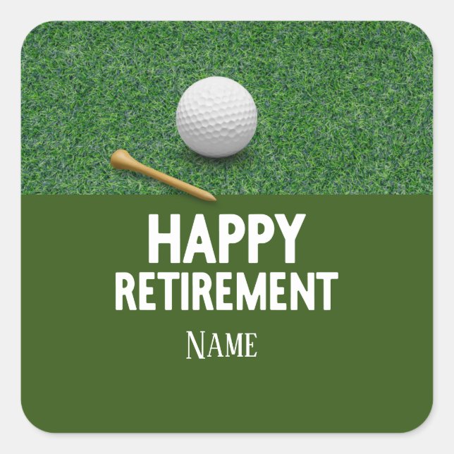 Golf Happy Vermietung auf grünem Hintergrund Class Quadratischer Aufkleber (Vorderseite)