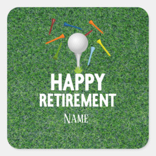 Golf Happy Vermietung auf grünem Hintergrund Class Quadratischer Aufkleber