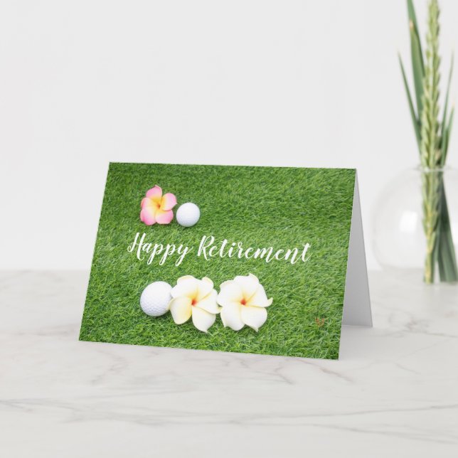 Golf Happy Vermietung mit Golfball und Blume Karte (Vorderseite)