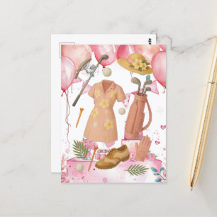 Golf Hawaiian Thema Lady Woman Golfer-Turnier Postkarte