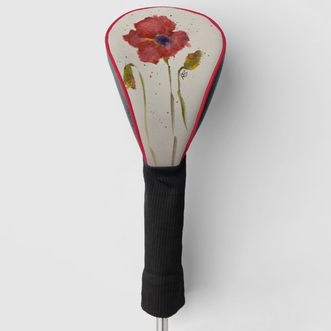 Golf Head Cover (Fahrer) Aquarellmohn Headcover (Vorderseite)