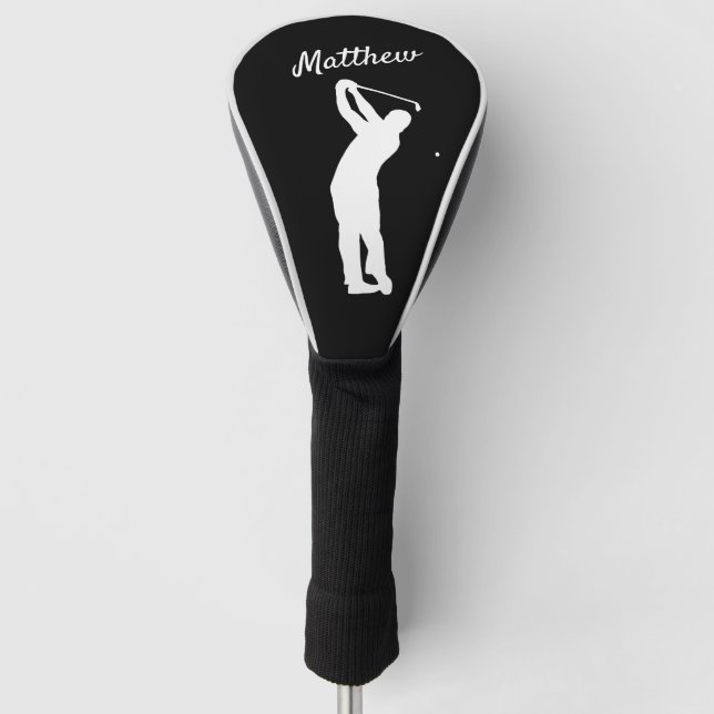Golf Head Cover mit Monogramm "golfer Matthew" B&W Headcover (Vorderseite)