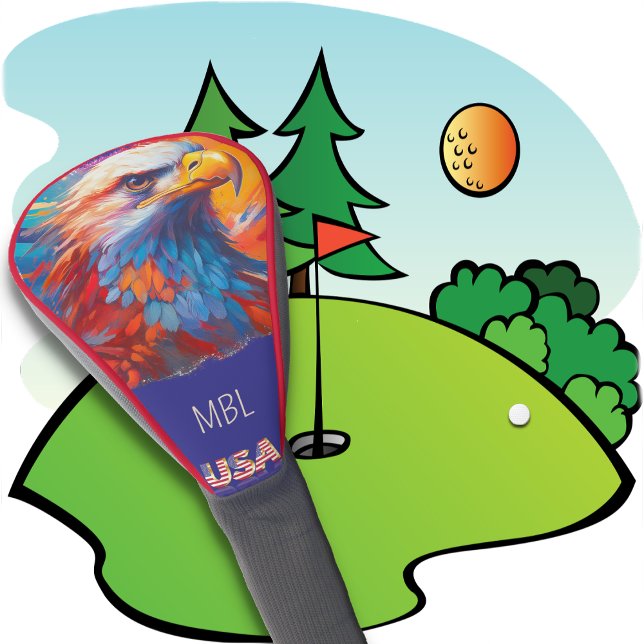 GOLF HEAD COVER - Patriotic Eagle + USA & Monogram Headcover (Von Creator hochgeladen)