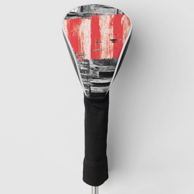 Golf Head Cover – Red Pulse Abstract Design Headcover (Vorderseite)