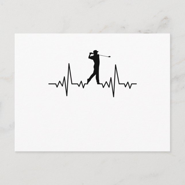 GOLF HEARTBEAT Golfkleidung Frauen Männer Kinder Postkarte (Vorderseite)