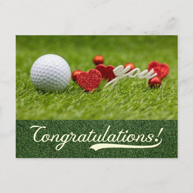 Golf Herzlichen Glückwunsch an die Liebe Rot Herze Postkarte (Vorderseite)