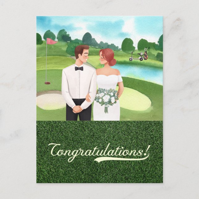 Golf Herzlichen Glückwunsch für Golfer Braut und B Postkarte (Vorderseite)