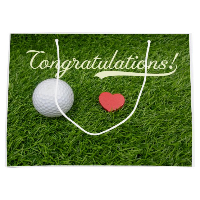 Golf Herzlichen Glückwunsch Golfball mit Liebe auf Große Geschenktüte (Vorderseite)