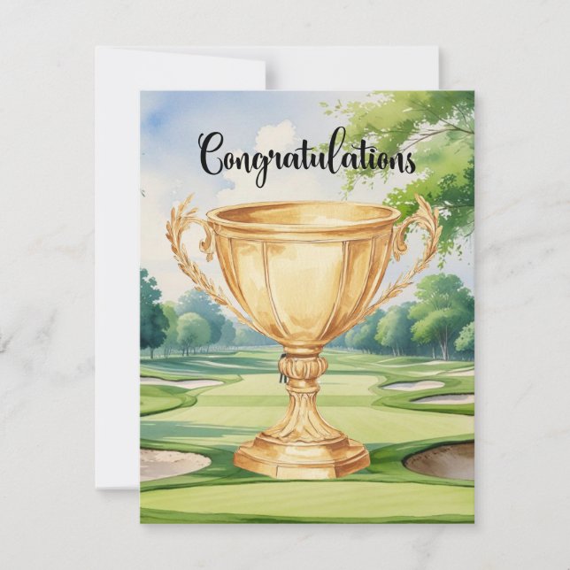 Golf Herzlichen Glückwunsch mit Goldenen Tasse fei Karte (Vorderseite)