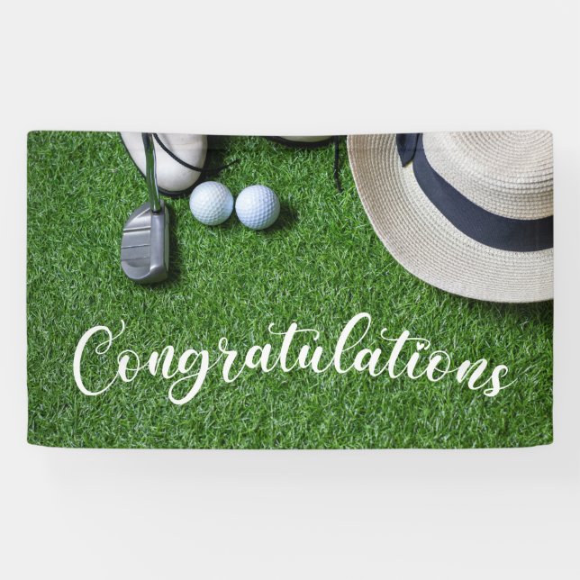 Golf Herzlichen Glückwunsch zum Golfschuh-Hutputte Banner (Horizontal)