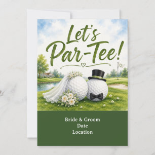 Golf-Hochzeit Braut & Bräutigam Aquarell-Design Einladung