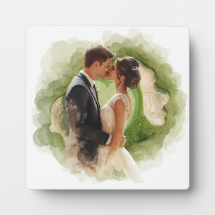 Golf-Hochzeit Braut & Bräutigam auf dem Golfplatz Fotoplatte