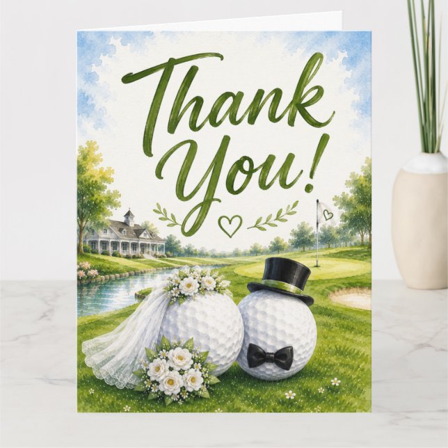 Golf-Hochzeit Braut & Bräutigam Danke  (Vorderseite)