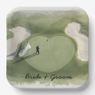 Golf-Hochzeit Braut Bräutigam Golfball Tee mit Lie Pappteller