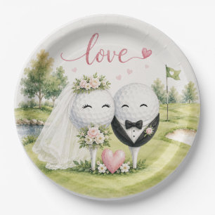 Golf-Hochzeit Braut Bräutigam Golfball Tee mit Lie Pappteller