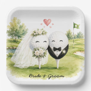 Golf-Hochzeit Braut Bräutigam Golfball Tee mit Lie Pappteller