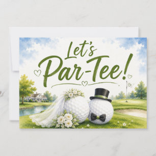 Golf-Hochzeit Braut & Bräutigam Wasserfarben-Desig Einladung