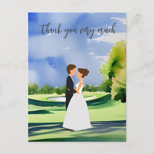 Golf Hochzeit Danke für die Karte für Golfer (Vorderseite)