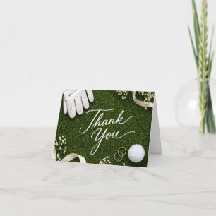 Golf-Hochzeit Danke Handgeschrieben Grüner Rasen