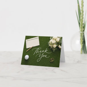 Golf-Hochzeit Danke Handgeschrieben Grünes Gras