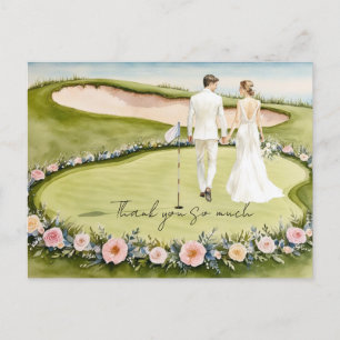 Golf Hochzeit danke Karte Golfplatz Aquarell