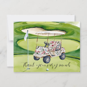Golf-Hochzeit Danke. Sie Karte mit Golfwagen