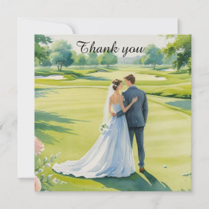 Golf-Hochzeit Dankeskarten für Golfer Aquarell Dankeskarte