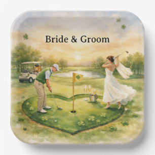 Golf Hochzeit Glücklich verliebt St. Patrick's Day Pappteller