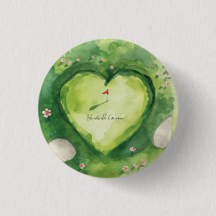 Golf-Hochzeit herzförmiger Golfplatz Button