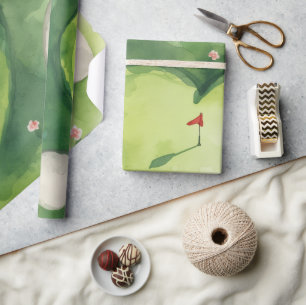 Golf-Hochzeit herzförmiger Golfplatz Geschenkpapier