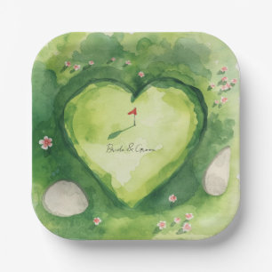 Golf-Hochzeit herzförmiger Golfplatz Pappteller