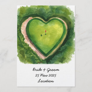 Golf-Hochzeit mit herzförmiger Gestaltung auf dem Einladung
