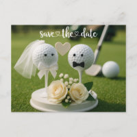 Golf-Hochzeit mit zwei Golfbällen auf grünem Gras