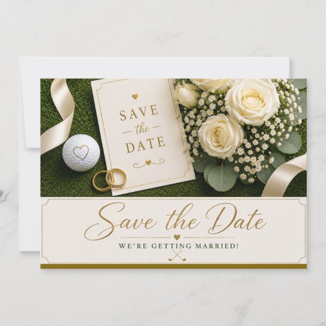 Golf-Hochzeit Save the Date Einladung  (Vorderseite)