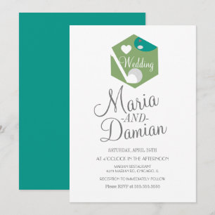 Golf Hochzeit Sport Einfaches Logo Einladung