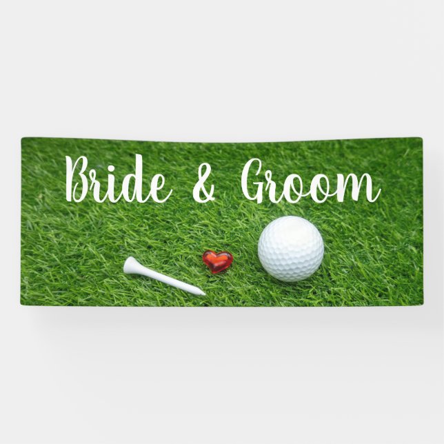 Golf Hochzeitsbanner Golf und Liebe auf Grün Banner (Horizontal)