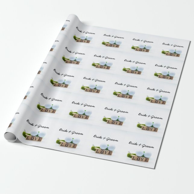 Golf Hochzeitsbräu Golf Tee mit Liebe Geschenkpapier (Ungerollt)