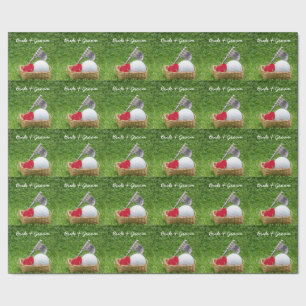 Golf Hochzeitsbräuner auf grünem Gras Geschenkpapier