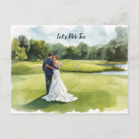 Golf-Hochzeitsfeier mit Braut und Bräutigam