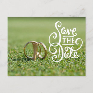 Golf-Hochzeitsfeier mit Golfball und Herz Liebe  Postkarte